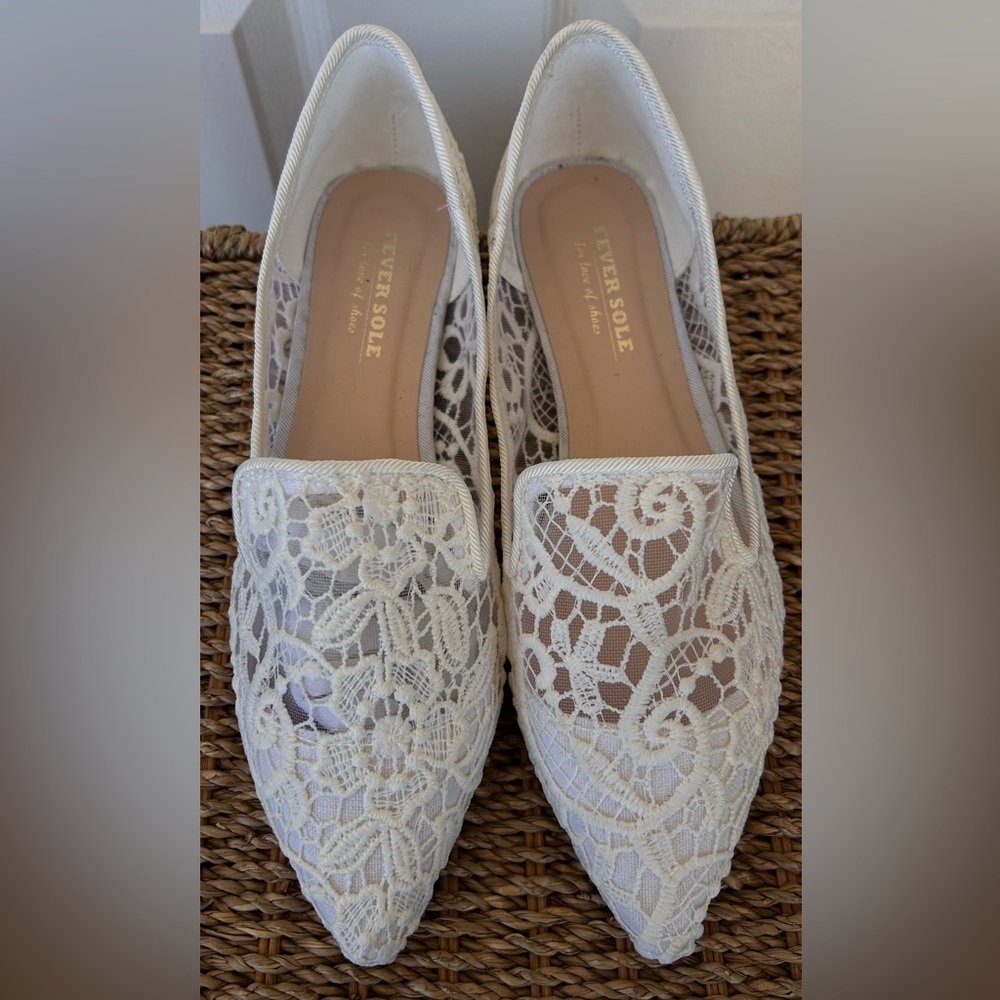 Fever Sole Lace & Mesh Flats Breathable Pointed Toe Size‎ 7.5